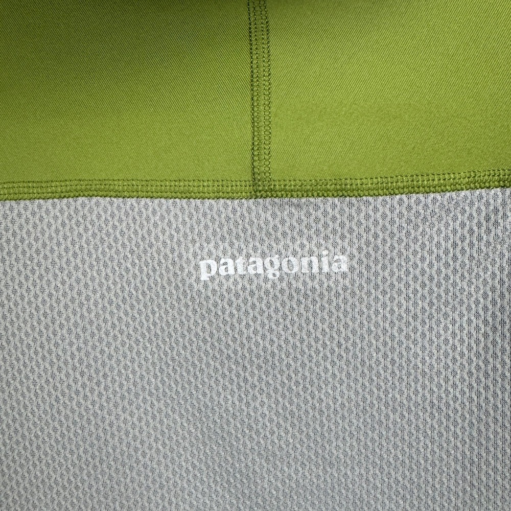 Patagonia Men's Long Sleeve Half Zip Hoodie Olive Green Running Top - Medium - Picture 6 of 8